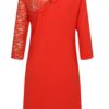 Červené šaty s 3/4 rukávom a čipkou Dorothy Perkins