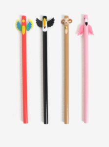 Súprava štyroch ceruziek s motívmi exotických zvierat Kikkerland