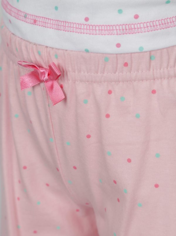 Ružovo-biele dievčenské bodkované pyžamo s potlačou 5.10.15.