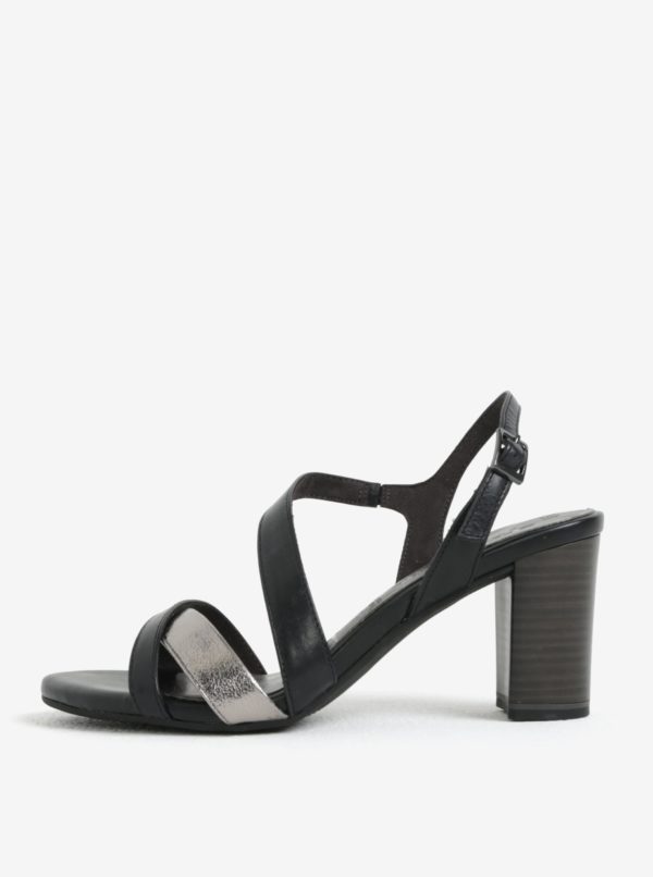 Čierne kožené sandálky Tamaris