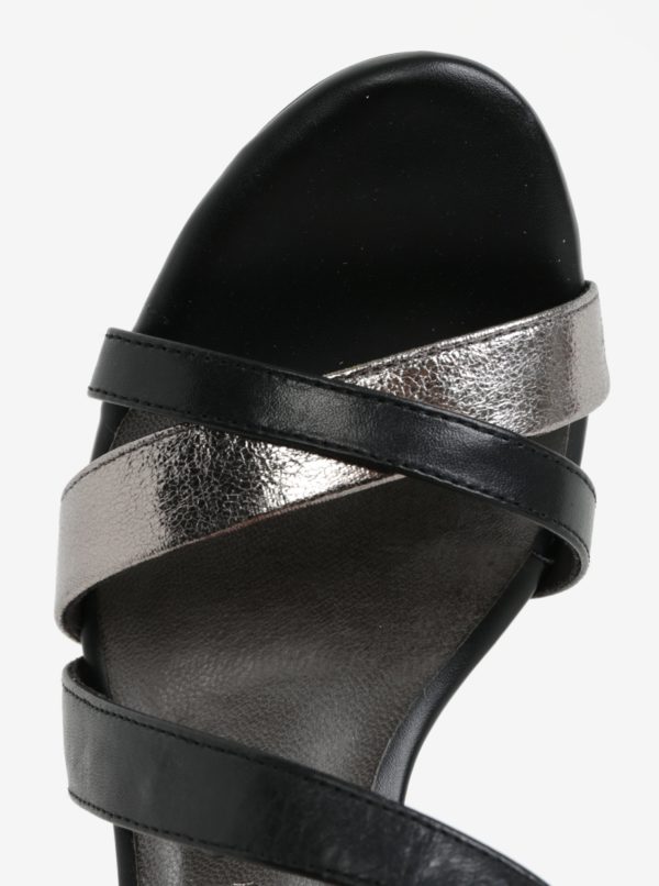 Čierne kožené sandálky Tamaris