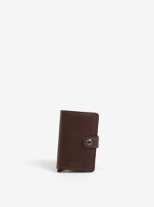 Tmavohnedá pánska kožená peňaženka s hliníkovým puzdrom s RFID Secrid Miniwallet