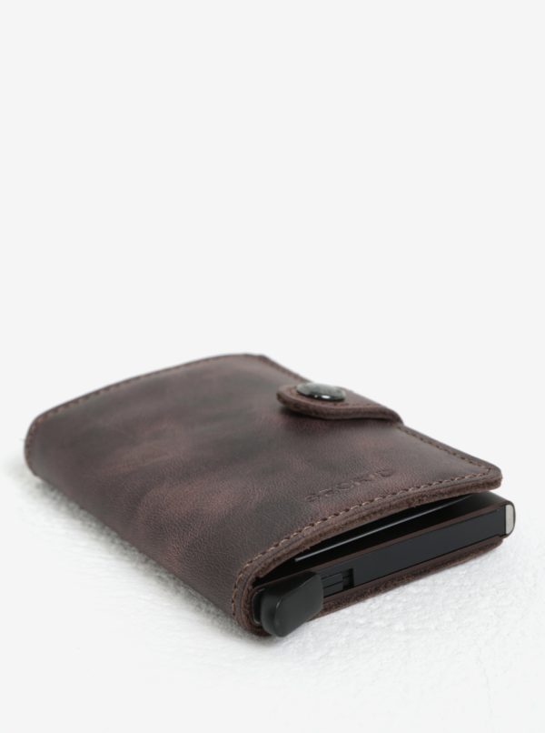 Hnedá kožená peňaženka s hliníkovým puzdrom s RFID Secrid Miniwallet