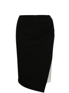 Čierno-biela sukňa s prekladaným predným dielom DKNY
