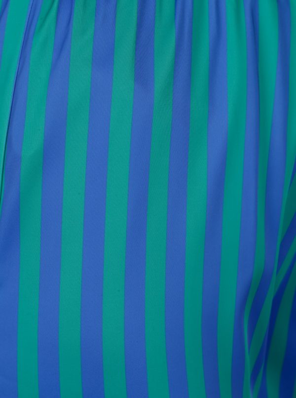 Zeleno-modré pruhované voľné nohavice s vysokým pásom SH Rebucas