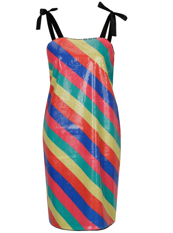 Farebné pruhované flitrované šaty SH Bombinas