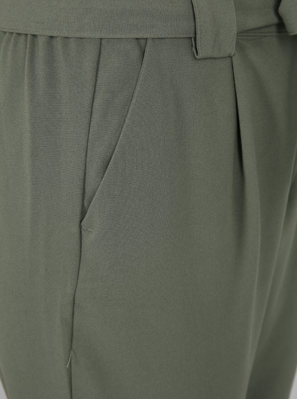 Olivovozelené nohavice s vysokým pásom Jacqueline de Yong Dakota