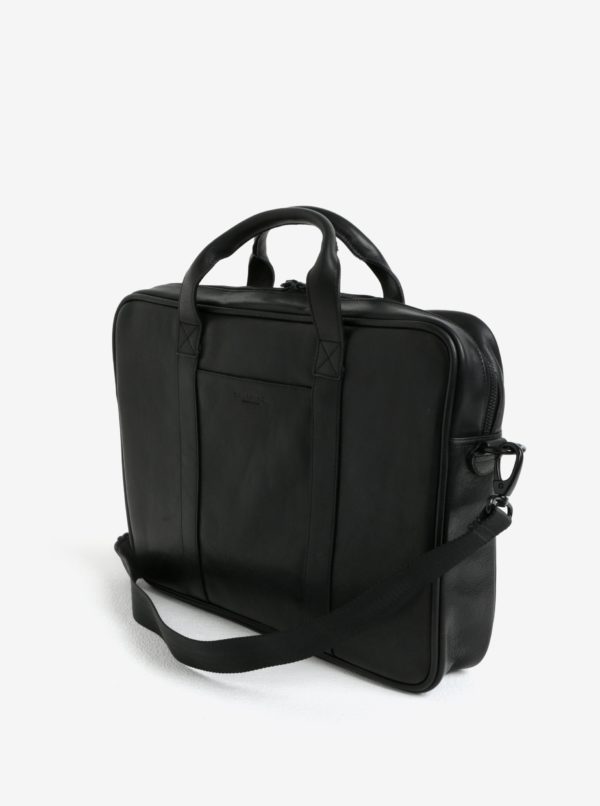 Čierna pánska kožená taška na notebook Vagabond Capri