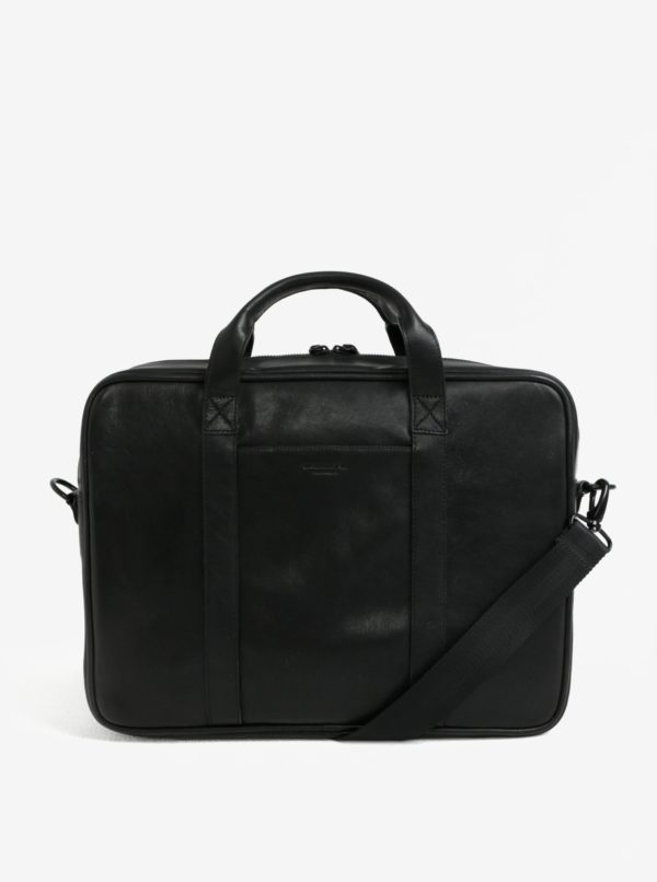 Čierna pánska kožená taška na notebook Vagabond Capri