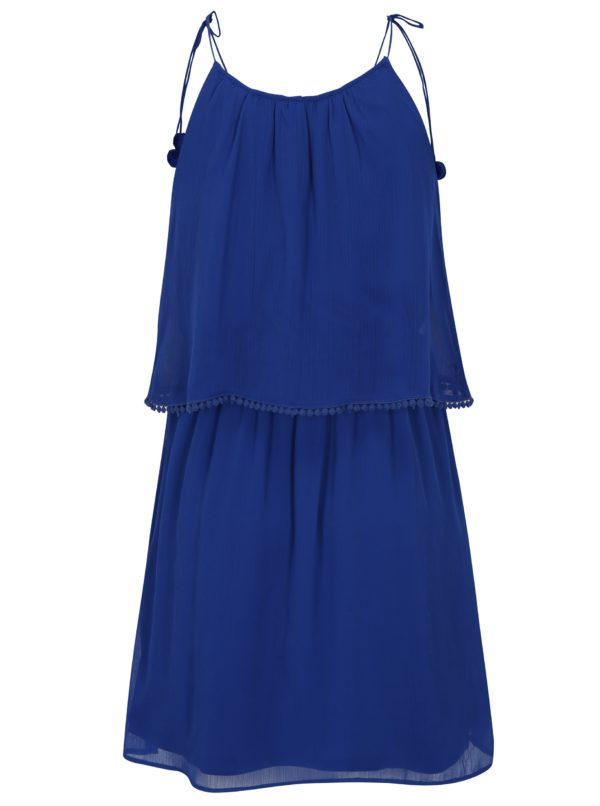Modré šaty s brmbolcami ONLY Zoe