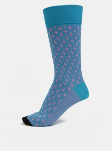 Tyrkysové pánske vzorované ponožky Happy Socks Dressed Flamingo