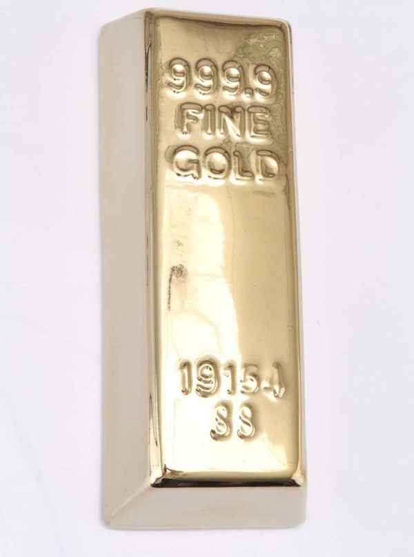 Pokladnička na mince v zlatej farbe v tvare tehly Kikkerland Coin