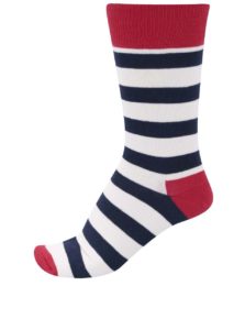 Pruhované ponožky v červenej, bielej a čiernej farbe Happy Socks Stripe