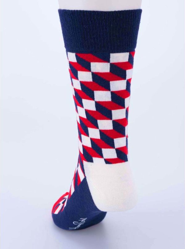Červeno-bielo-modré unisex vzorované ponožky Happy Socks Filled Optic