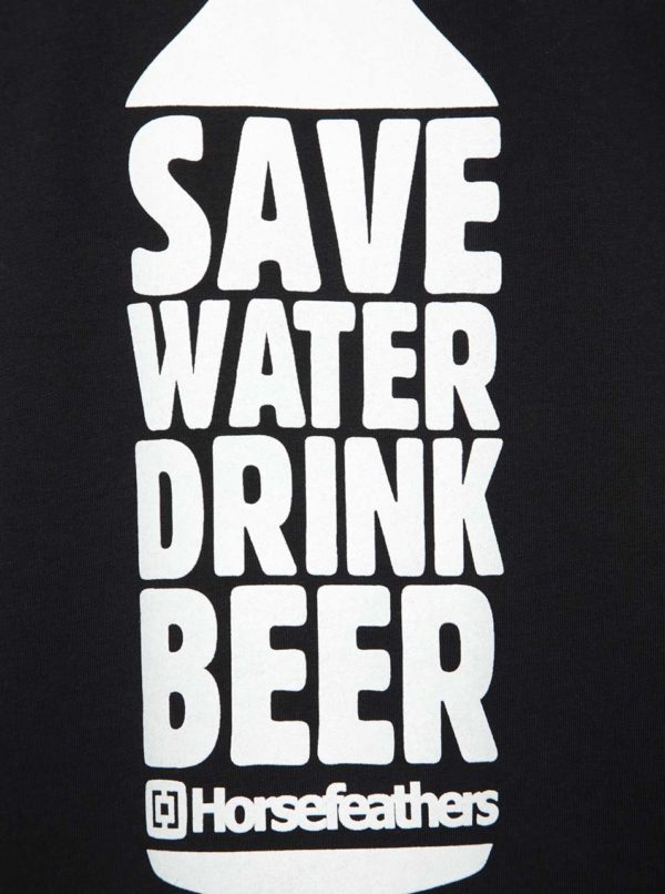 Čierne pánske tričko s potlačou Horsefeathers Save Water
