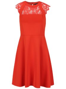Červené šaty s čipkovaným sedom Dorothy Perkins