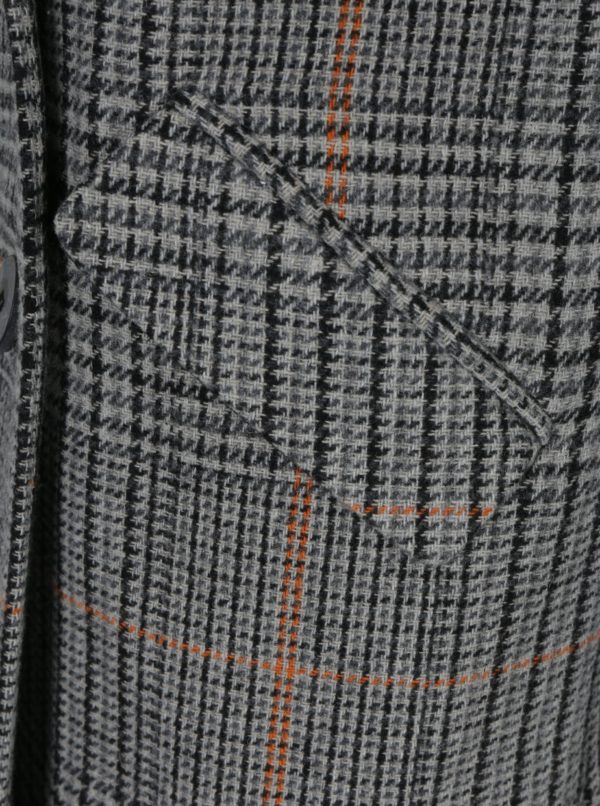 Sivý vzorovaný kabát s prímesou vlny VILA Ikely