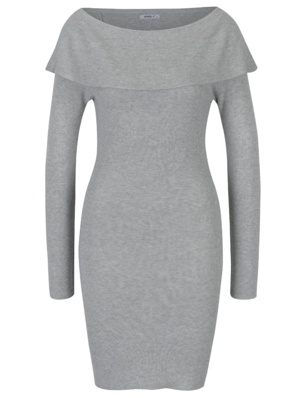 Sivé svetrové šaty s lodičkovým výstrihom Haily´s Leonie