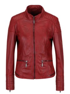 Červená dámska kožená bunda s prešívanými detailmi KARA Pavlina