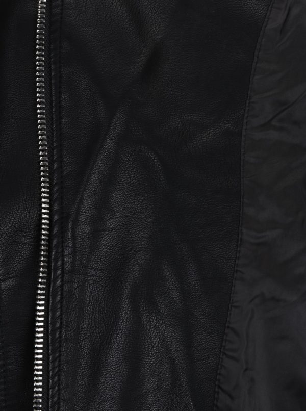 Čierna koženková bunda Miss Selfridge Petites