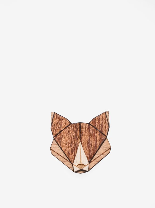 Drevená brošňa v tvare líšky BeWooden Fox Brooch