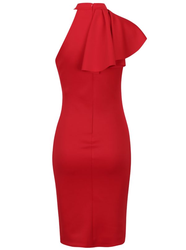 Červené puzdrové šaty s volánom ZOOT