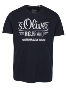 Tmavomodré pánske regular fit tričko s potlačou s.Oliver