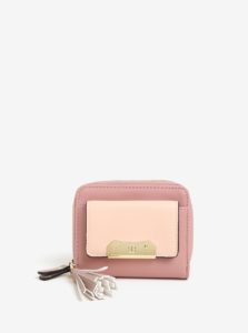 Ružová peňaženka so strapcom a detailmi v zlatej farbe Bessie London