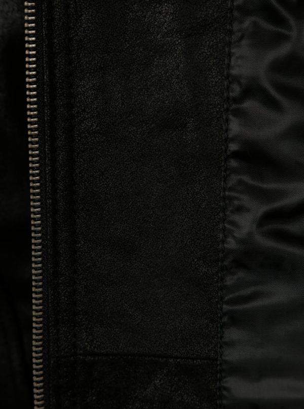 Čierna dámska kožená bunda s prackou KARA Diva