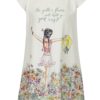 Krémové dievčenské kvetované šaty s potlačou BÓBOLI
