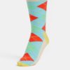 Modro-krémové unisex vzorované ponožky Happy Socks Argyle