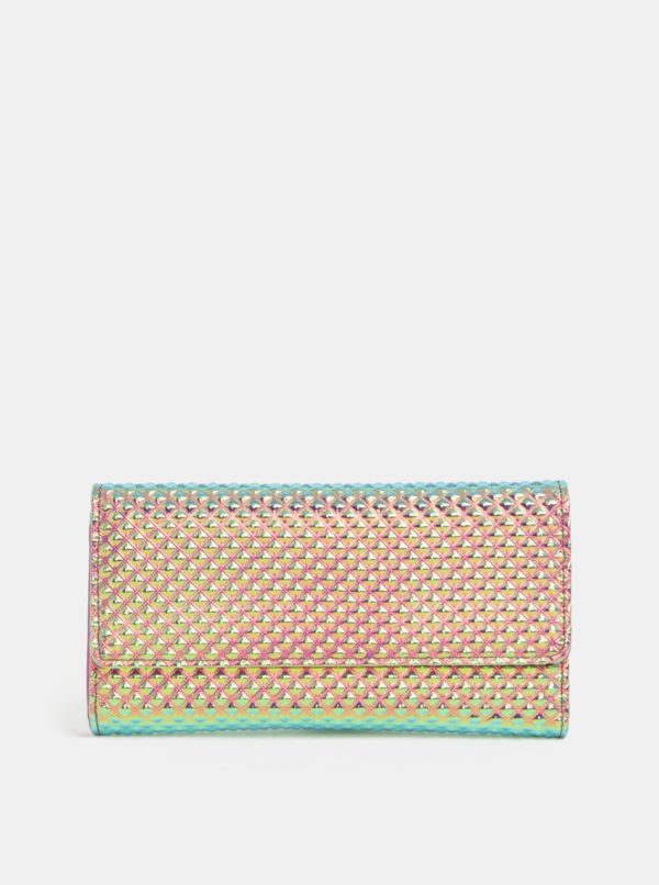 Tyrkysovo-ružová metalická peňaženka s plastickým vzorom Anna Smith