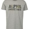 Sivé pánske tričko s potlačou ALPHA INDUSTRIES