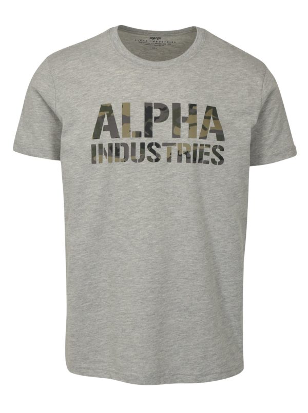 Sivé pánske tričko s potlačou ALPHA INDUSTRIES