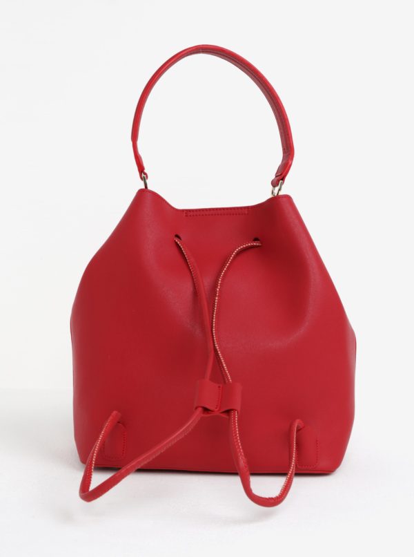 Červená vaková kabelka/batoh 2v1 s detailmi v zlatej farbe Nalí