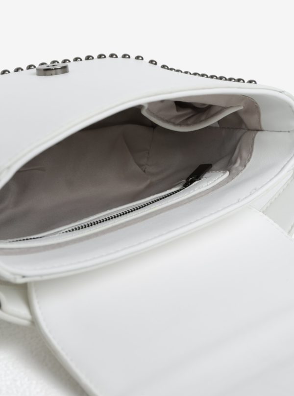 Biela malá kabelka s cvokmi v striebornej farbe Nalí
