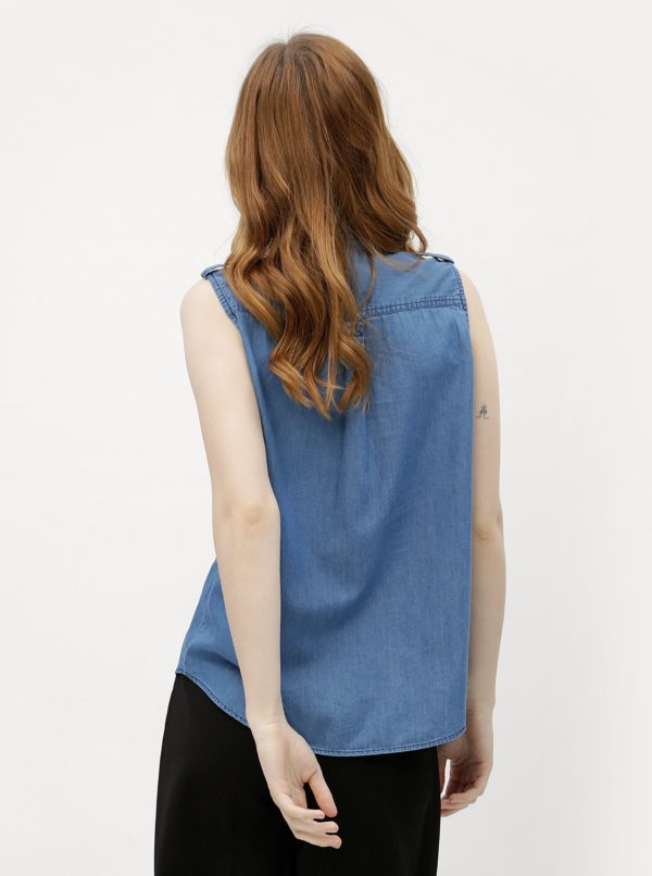 Modrá dámska rifľová košeľa bez rukávov M&Co