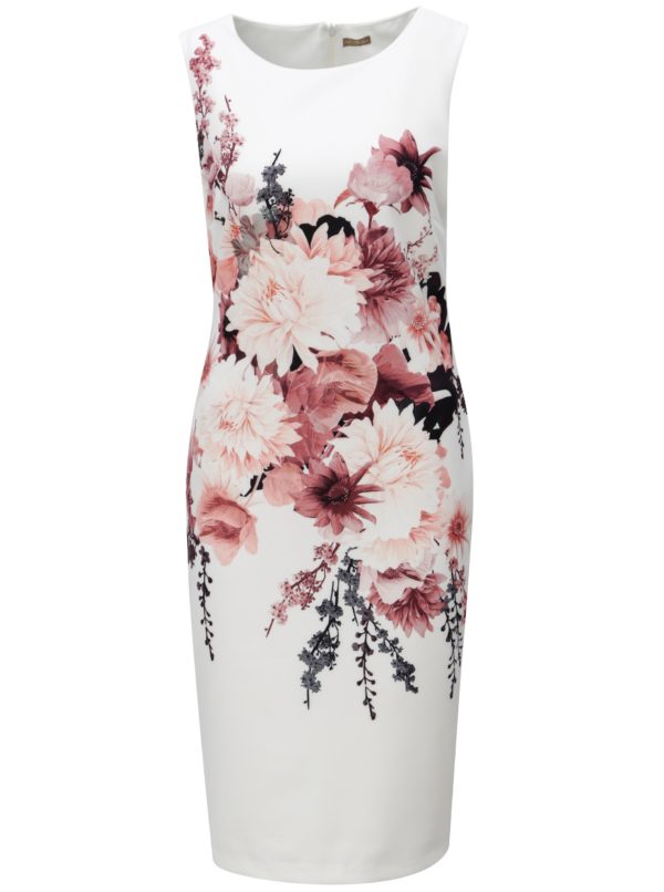 Krémové kvetované puzdrové šaty M&Co