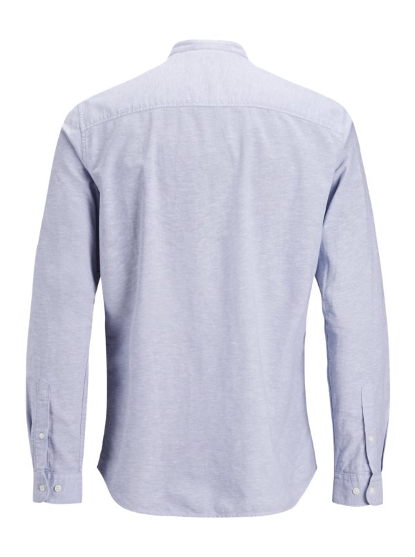 Svetlomodrá melírovaná slim fit košeľa s prímesou ľanu Jack & Jones Premium Summer