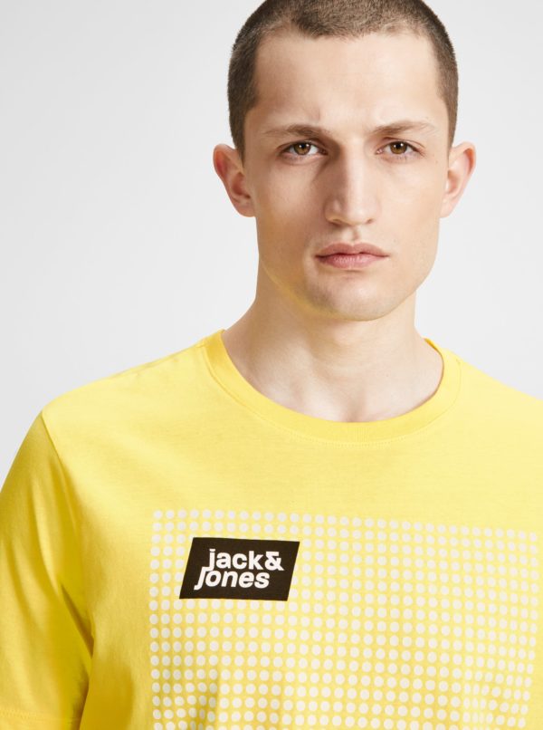 Žlté tričko s potlačou Jack & Jones Burg