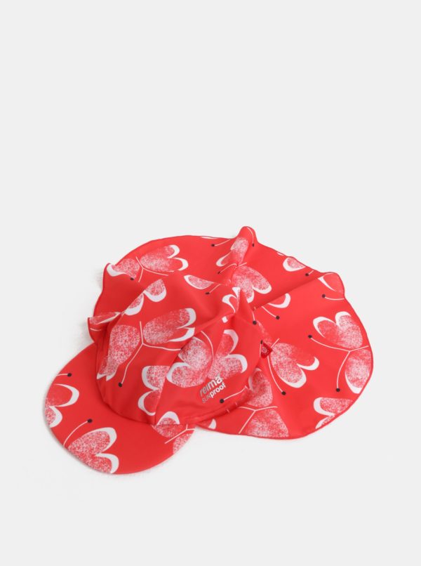 Červená dievčenská vzorovaná čiapka proti slnku Reima Octopus
