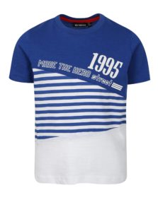 Bielo-modré chlapčenské pruhované tričko s potlačou Mix´n Match