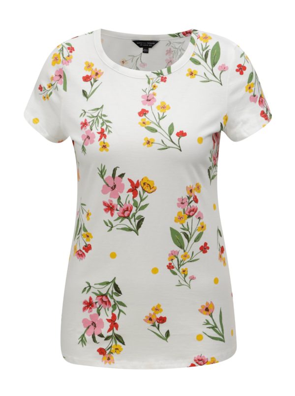 Krémové kvetované tričko Dorothy Perkins