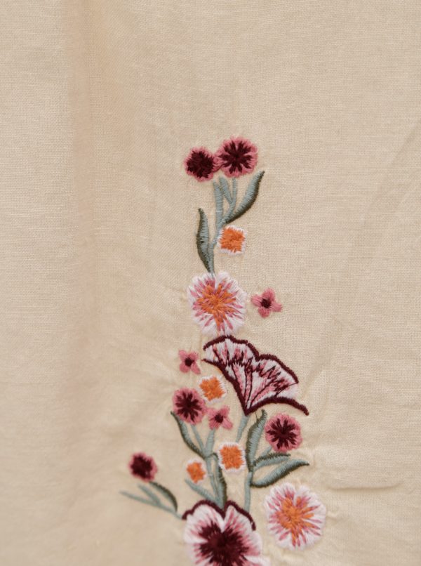 Marhuľová blúzka s kvetovanou výšivkou a odhalenými ramenami Dorothy Perkins