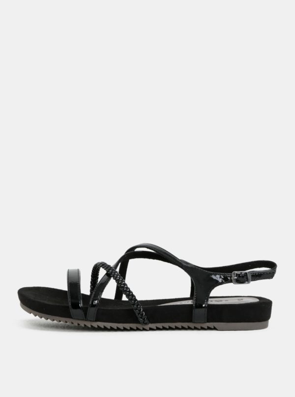 Čierne lesklé sandále Tamaris