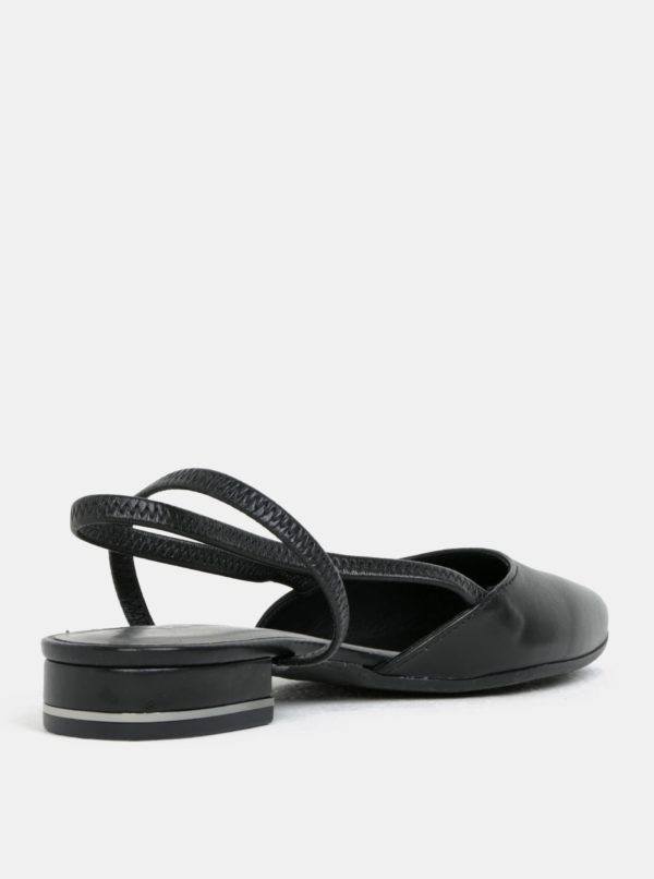 Čierne kožené sandále s plnou špičkou Tamaris