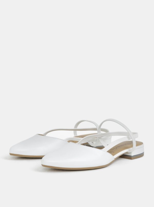 Biele kožené sandále s plnou špičkou Tamaris