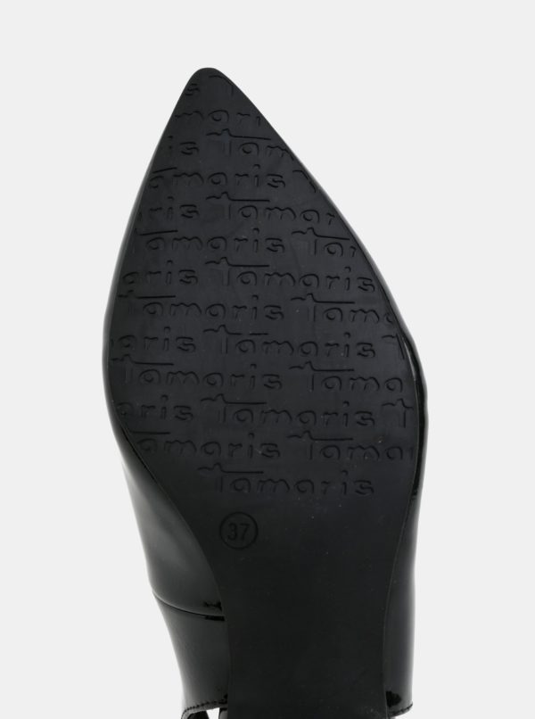 Čierne lesklé sandále s plnou špičkou Tamaris