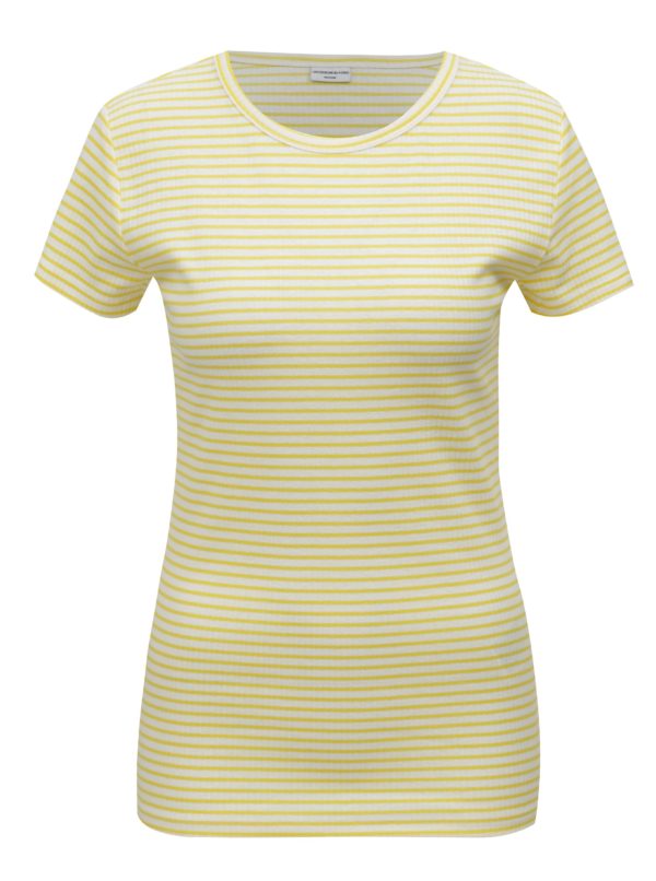 Bielo-žlté pruhované tričko Jacqueline de Yong Christine