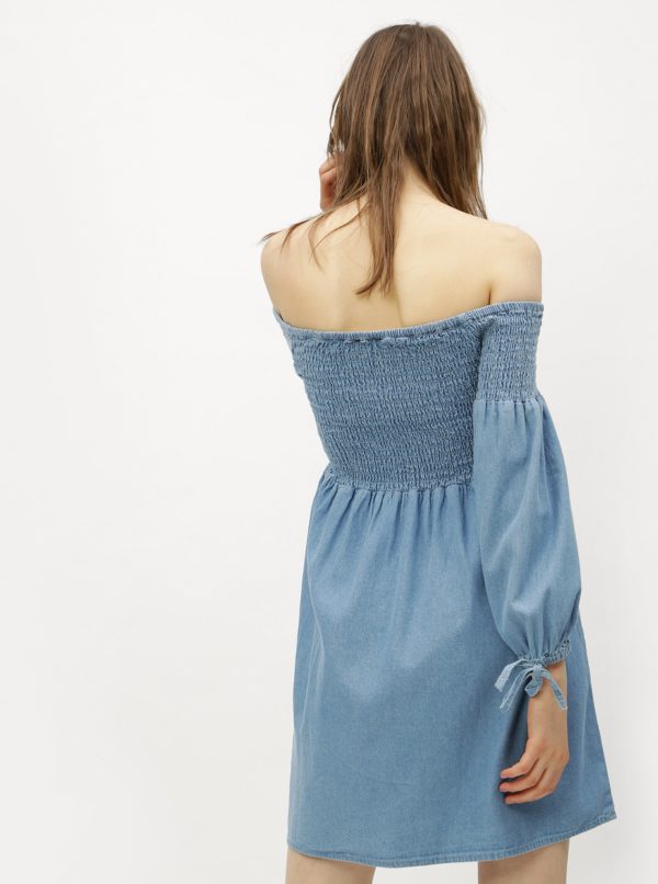 Svetlomodré rifľové šaty s odhalenými ramenami Miss Selfridge